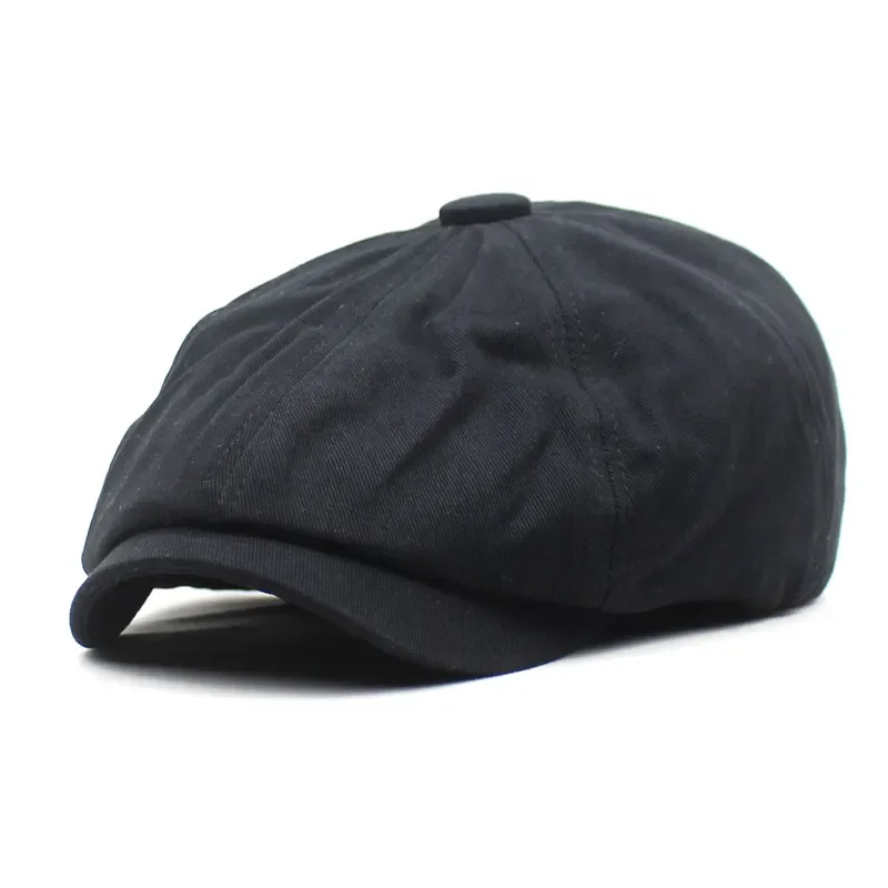 Solide Baumwolle Newsboy Caps Männer Flache Schirmmütze Frauen Maler Baskenmütze Hüte – Detail 2