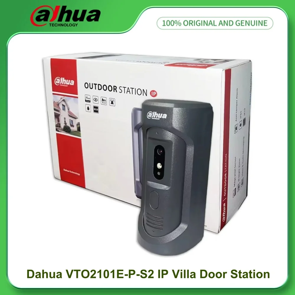Dahua DHI-VTO2101E-P-S2 Stazione porta villa IP Serie VTO2 Telecamera CMOS HD da 2 MP Videocitofono Campanello IP65 IK10 Altoparlante incorporato