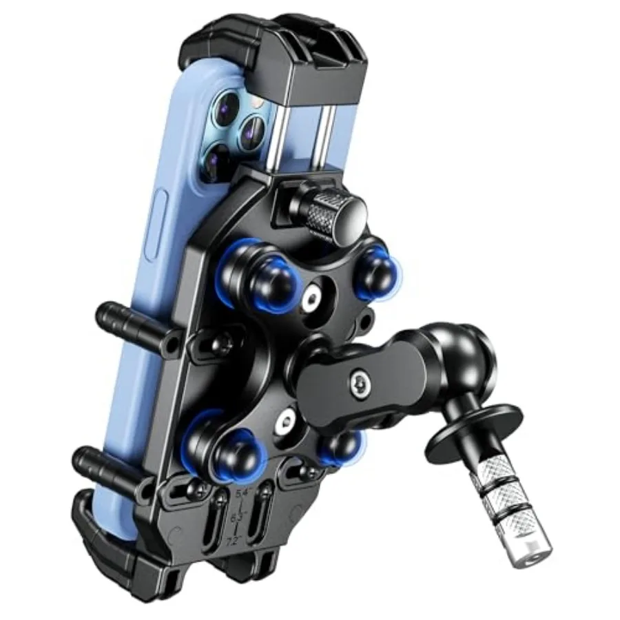 

Anti-Theft Motorcycle Fork Stem Phone Mount Holder with Vibration Dampener and High-Speed Secure Lock Heavy Duty Adjustable Siz