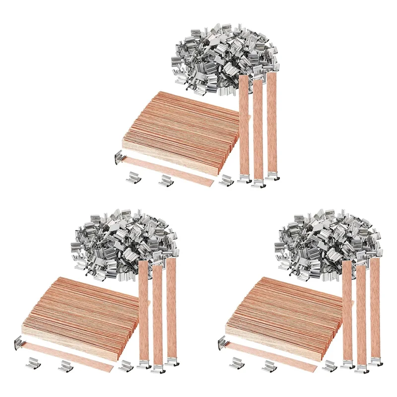 

BAAU 300 Pack Wooden Candle Wicks For Candle Making, 6Inch Burst Wood Wicks/Smokeless Candle Wicks With Metal Base Clip