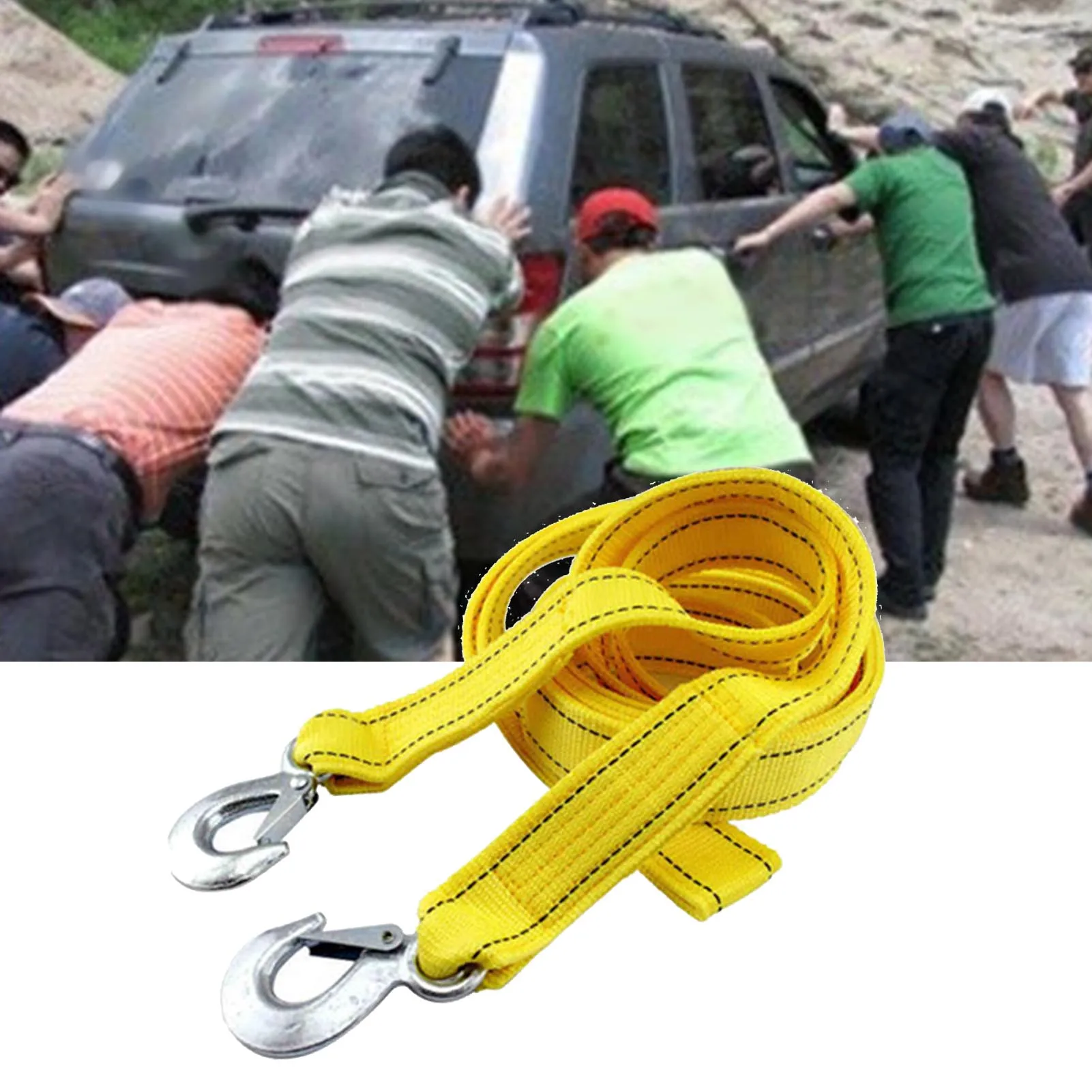 Tow Cable Tow Rope Tow Strap with Hook 5 Ton Load 13ft Length High Strength Nylon for Cars Trucks Off Road Vehicles Towing Strap