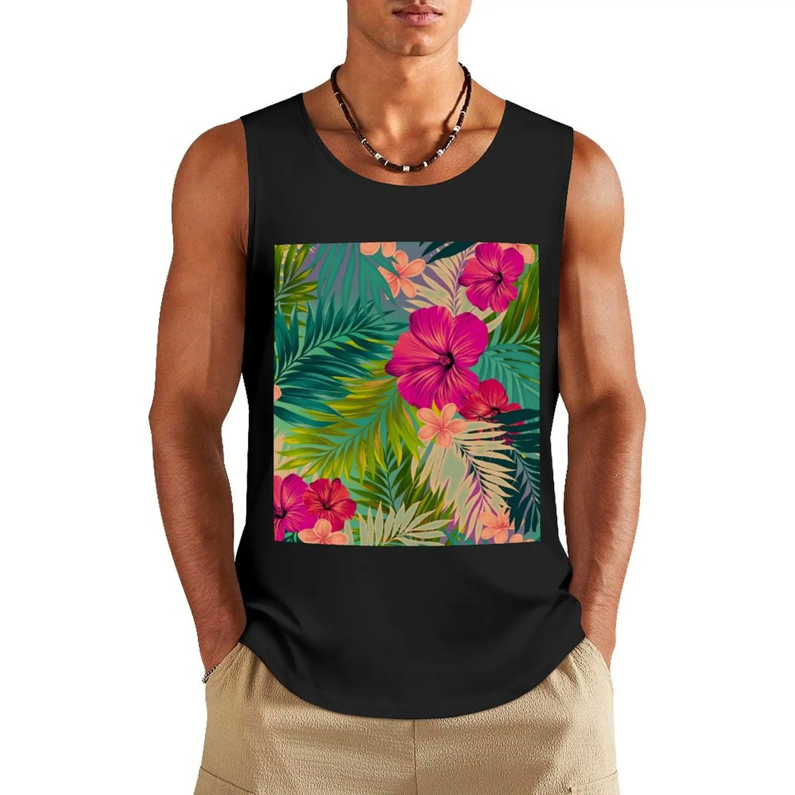 

Sunset beach - hot summer tropical pattern Tank Top Bodybuilding clothing man basketball sleeveless shirt man gym gym shirts
