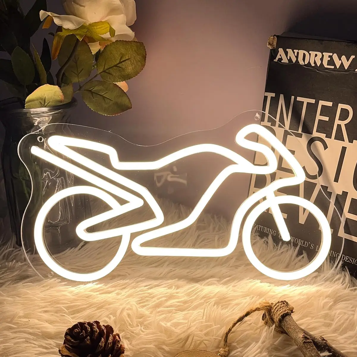 

Motorcycle Neon Sign LED Wall Art Decor For Business Stores Logo Indoor Neon Lights USB Powered 35×20.5 CM
