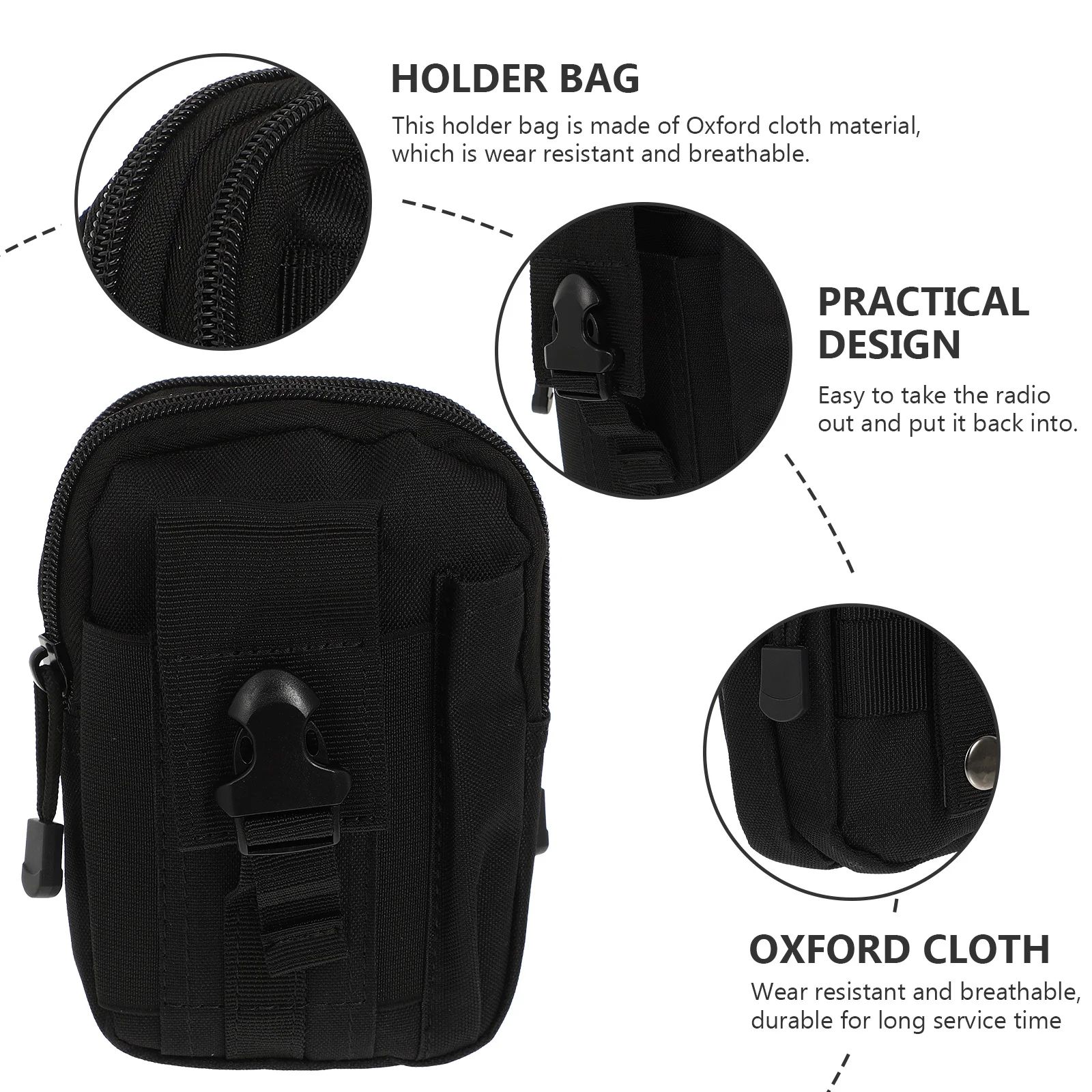 

Radio For Walkie Talkies Durable Oxford Pouch With Drawstring Waist Mount Outdoor Sports Storage Bag