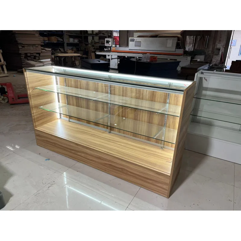 (customized)Factory Direct Led Lighting Store Display Showcase Dispensary Glass Display Cabinet Shop Display Fix