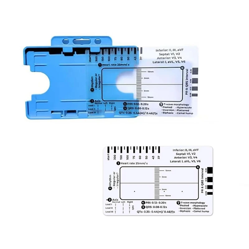 ECG 7 Step Ruler ECG Ruler Plastic Ruler Measuring Tool For ECG/EKG Interpretation Easy-To-Carry With 1 Protect Sheath