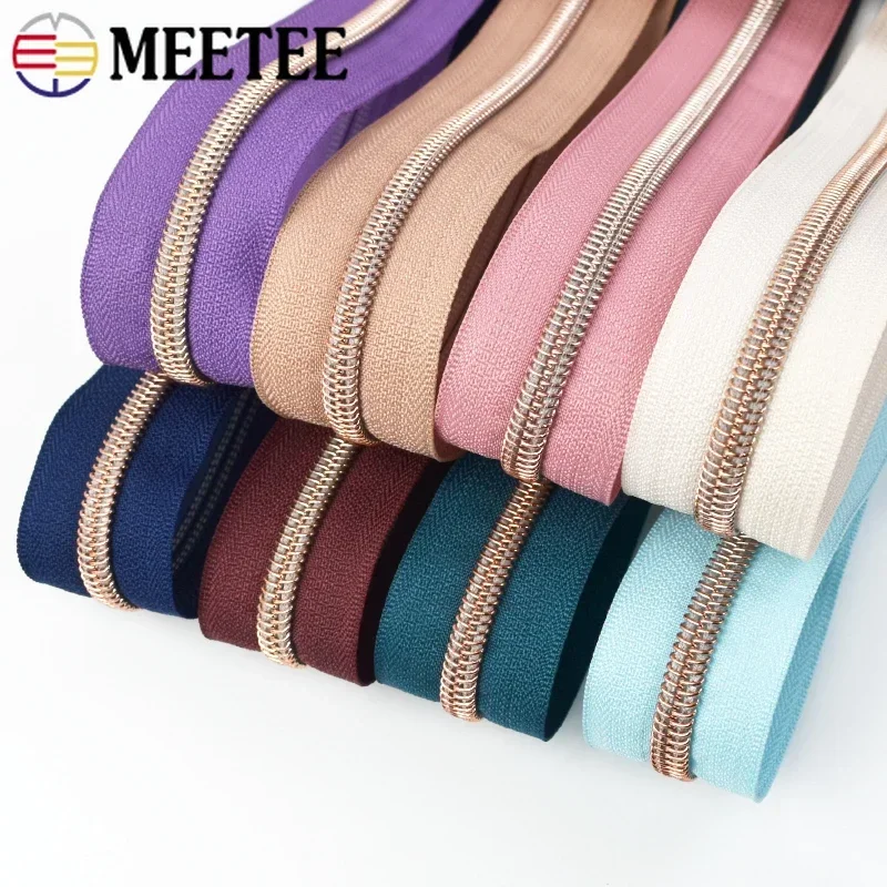 Colorido RoseGold Zíperes para Costura, Plástico Nylon Zipper por Metro, Bobina Saco Zips, DIY Repair Kit, Vestuário Acessórios, 5 #