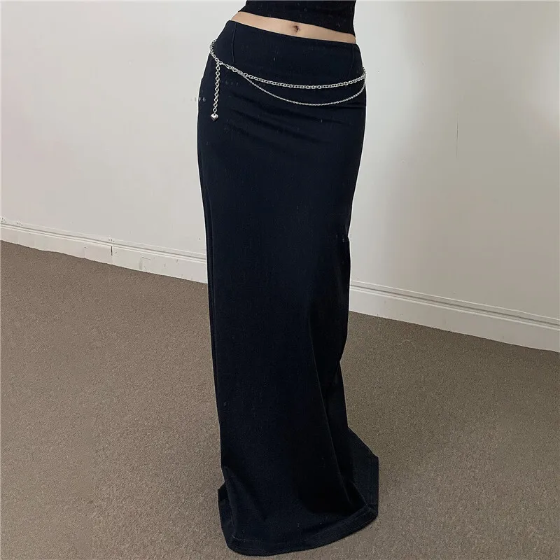 

Solid Color Temperament, High Slit, Slimming Straight Tube, Hip Hugging Long Skirt, Millennium Spicy Girl Slim Fit, Low Waist