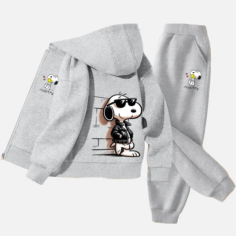 Snoopy Sweater Set Zipper Jacket Children's Jacket Autumn and Winter Boys Clothe  Girl Clothes Costume Set Sweatshirt Zipper Set