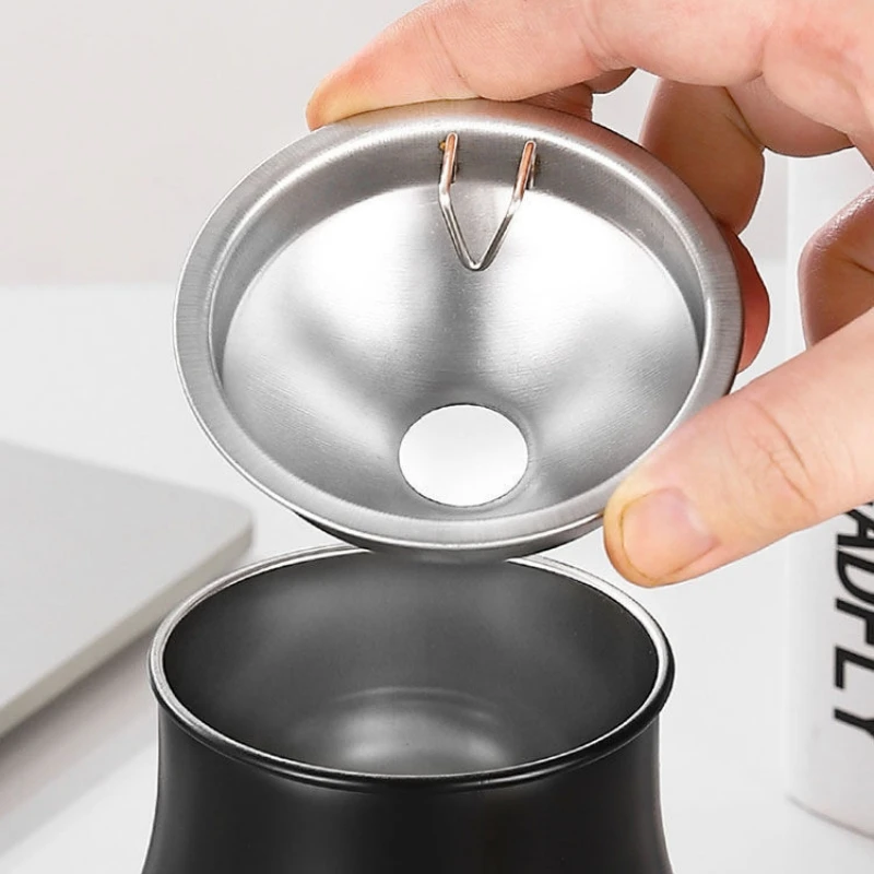 Smokeless Windproof Stainless Steel Ashtray with Lid Round Smokeless Cigar Ashtray Patio Indoor Use Auto Interior Accessories