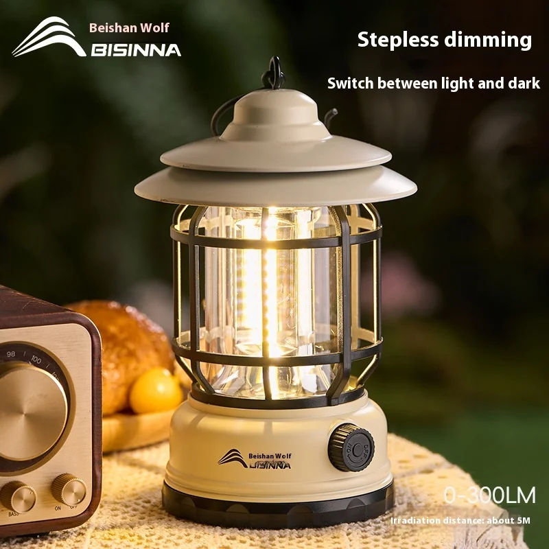 Long-lasting Camping Lamp with Vintage Atmosphere, Waterproof and Charged for Outdoor Tent and Hiking