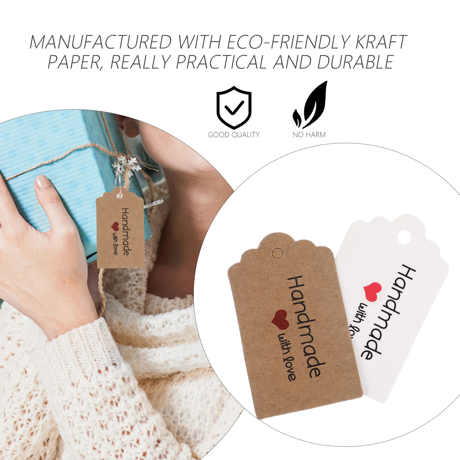 

200 Pcs Kraft Paper Hang Tag Food Packing Label Commodity Wedding Party Tags Gift