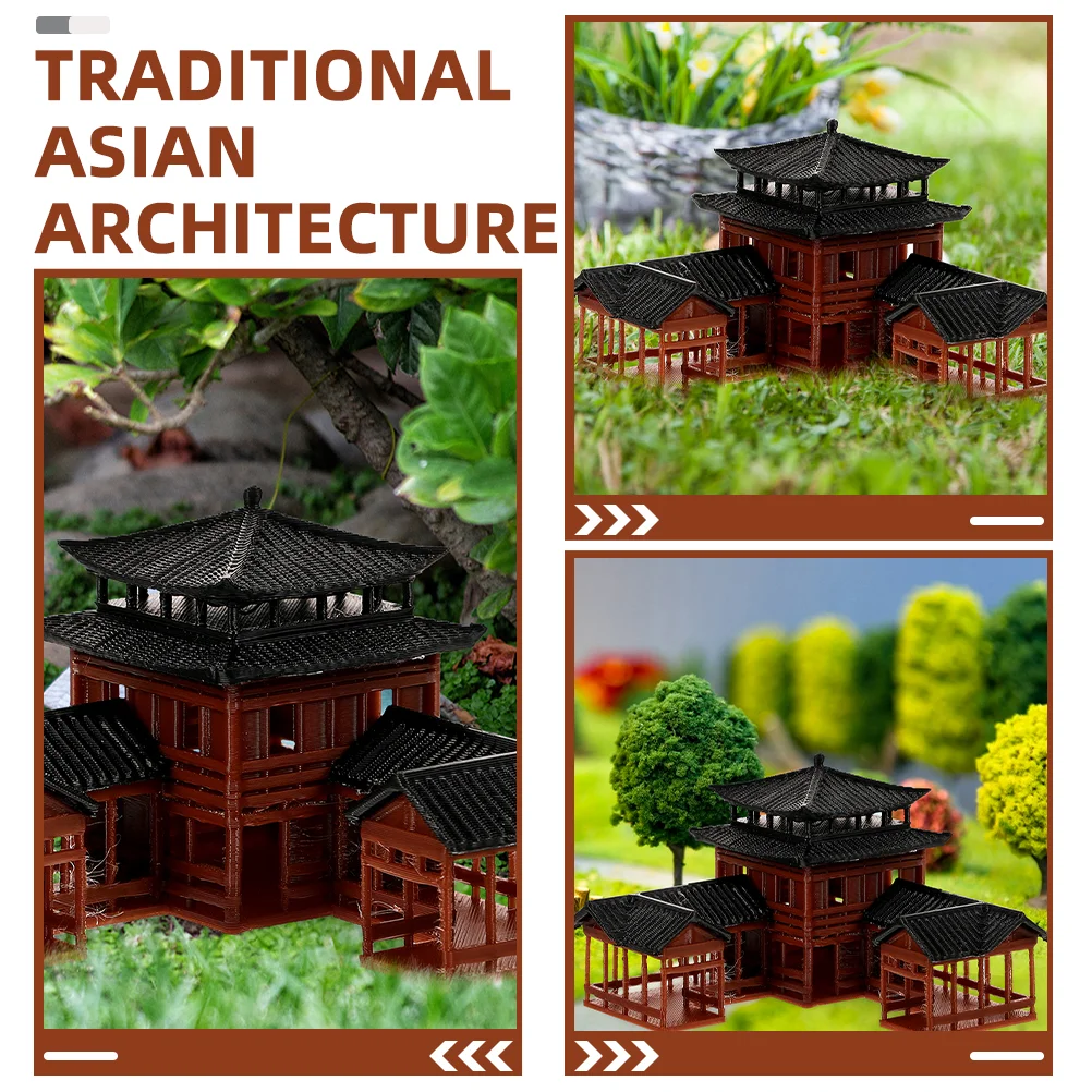 Modello di edificio antico Mini accessori da giardino asiatici Decorazioni per esterni giapponesi Ornamenti bonsai in plastica