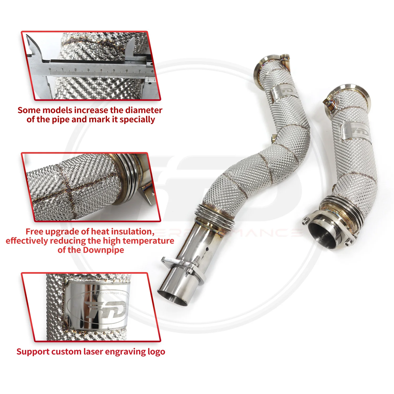 High Flow Performance Downpipe for BMW M3 M4 F80 F82 HMD Exhaust System With Heat Shield gift Resonance Tube