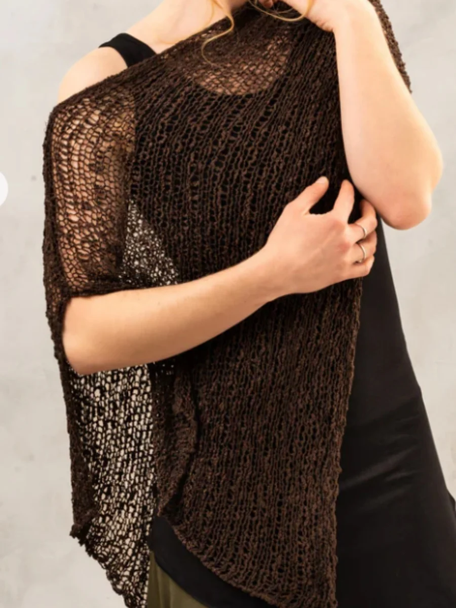 Women Y2k Sequin Poncho Top Knit Crochet Shrug Shawl Bolero Hollow Out Tassels Cover Ups Pullover