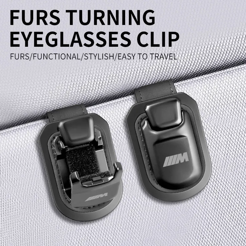 

Suede Car Sun Visor Eyeglass Holder Glasses Storage Clip Sunglasses Holder Latest fashion button style with logo For BMW M Car