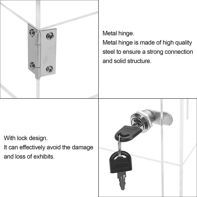 4-tier واضح الاكريليك عرض خزانة الاكريليك عرض المجوهرات سكين عرض القضية مع قفل