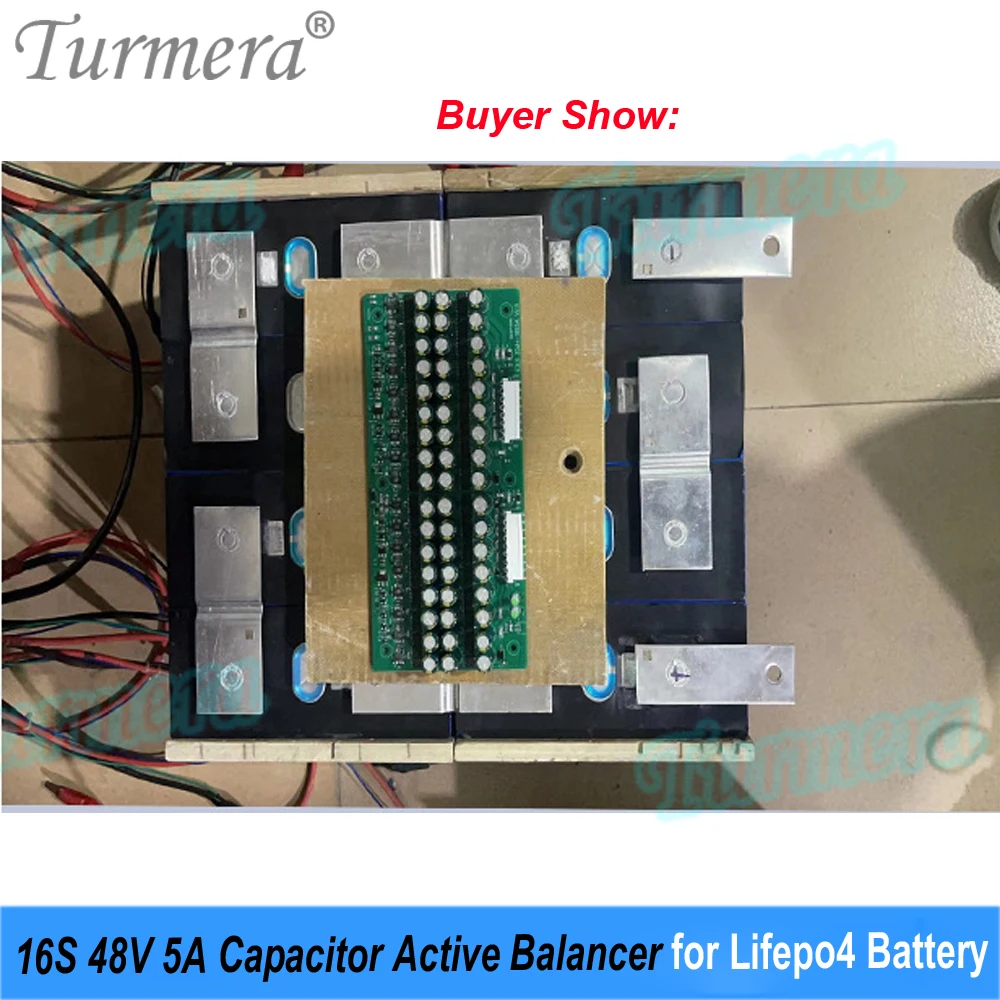 Turmera 16S 48V Active Balancer Lifepo4 Battery Equalizer 5A for 3.2V 50Ah 90Ah 100Ah 200Ah 280Ah 320Ah Solar System Battery Use