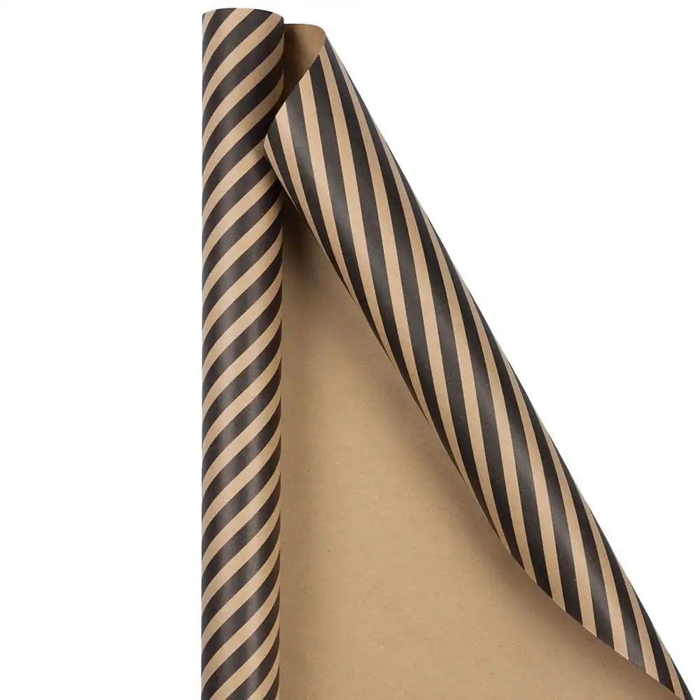 

JAM Paper Brown Kraft & Black Stripe Wrapping Paper, All Occasion, 25 Sq. ft, 1/Pack