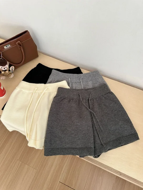 

Простые базовые трикотажные брюки с высокой талией и широкими штанинами для женщин, осенне-зимние, с эластичным поясом, спортивные повседневные штаны