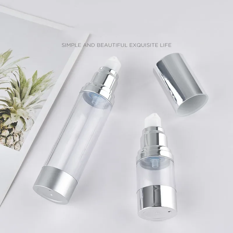 10/20/30pcs 15ml 30ml 50ml Airless Lotion Cream Pump Bottle Refillable Empty Clear Travel Containers Liquid Vacuum Press Jar