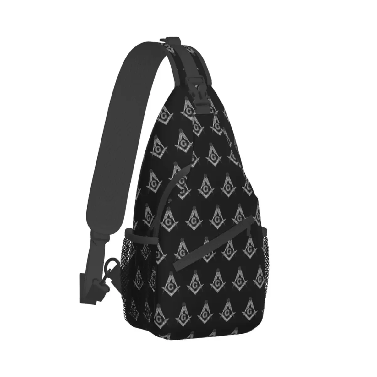 Black Sign Crossbody Chest Bags Freemasonry Pockets Travel Pack Messenger Sports Teens Shoulder Bag Unisex