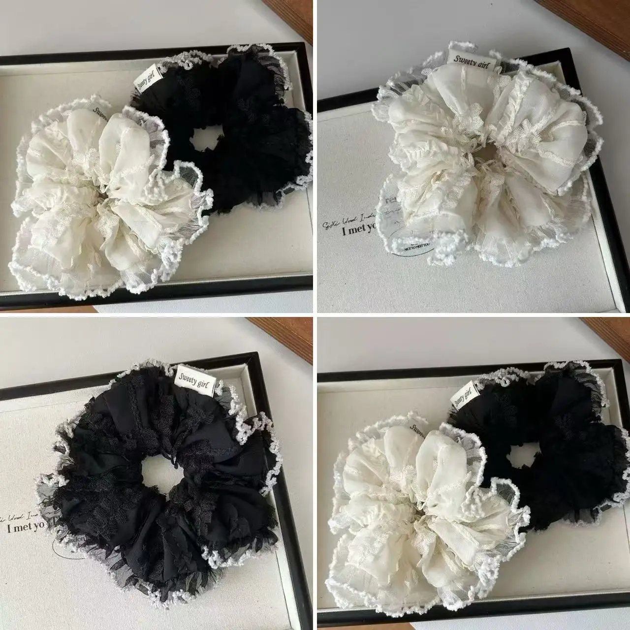 

Temperament Lace high-end Large Intestine Hair Loop Headband women's Headdress Sweet Ponytail Bun Hair Rope Hair Accessories