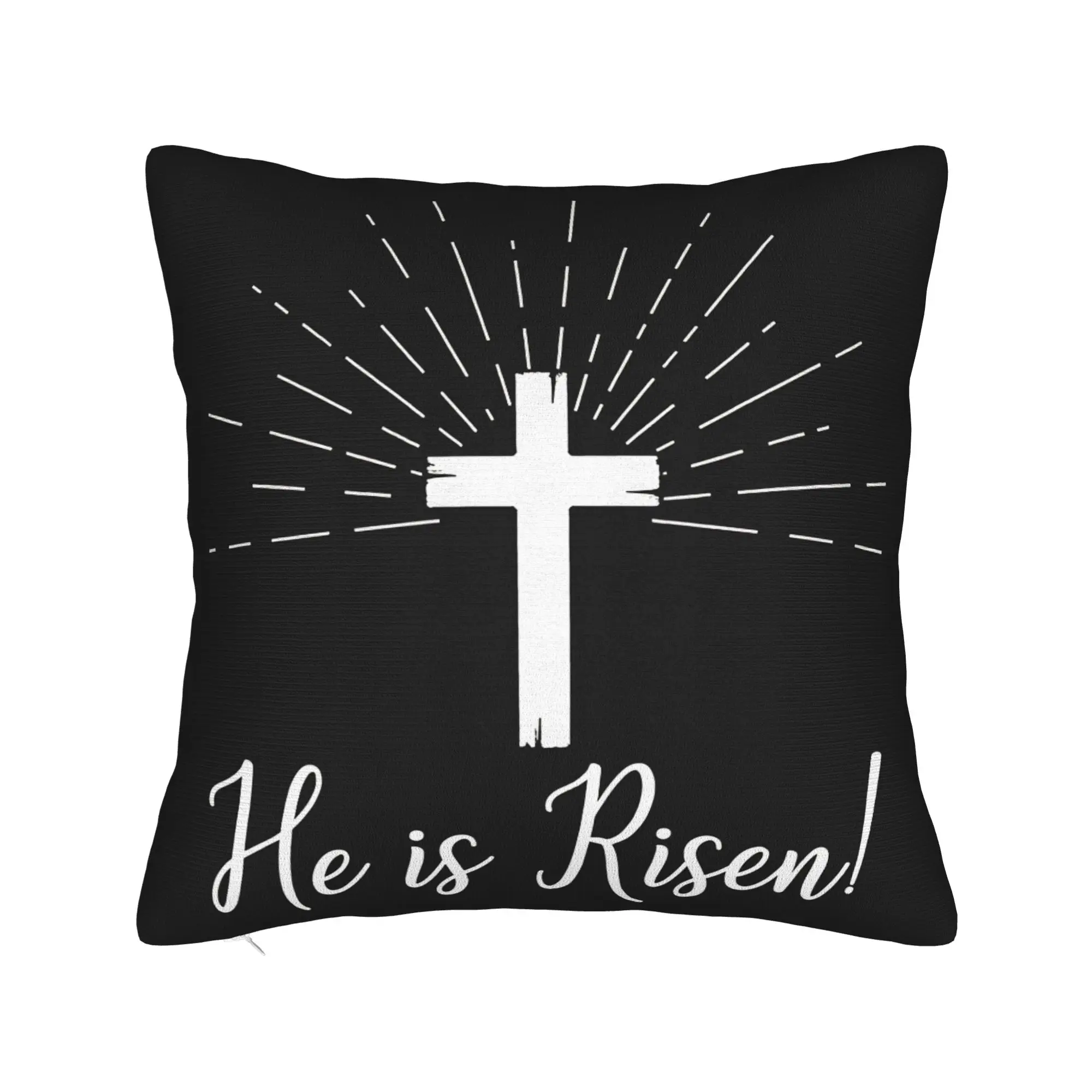 He is Risen Boho Easter Christian Cross Pillow Cover  Kawaii Pillow Case For Wedding Party Home Decor Custom Cushion Cover Gift