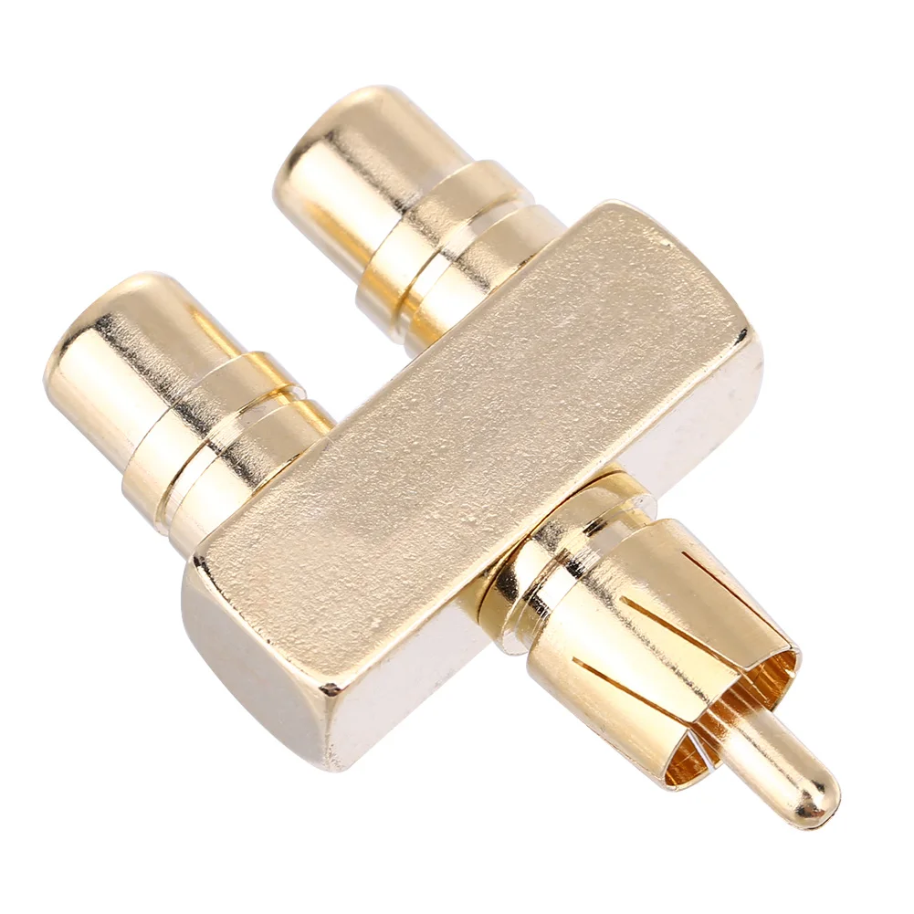محول صوت نحاسي ذهبي ، RCA ، AV ، قابس تقسيم الفيديو ، محول ذكر إلى إناث ، موصل ، 40*28*12