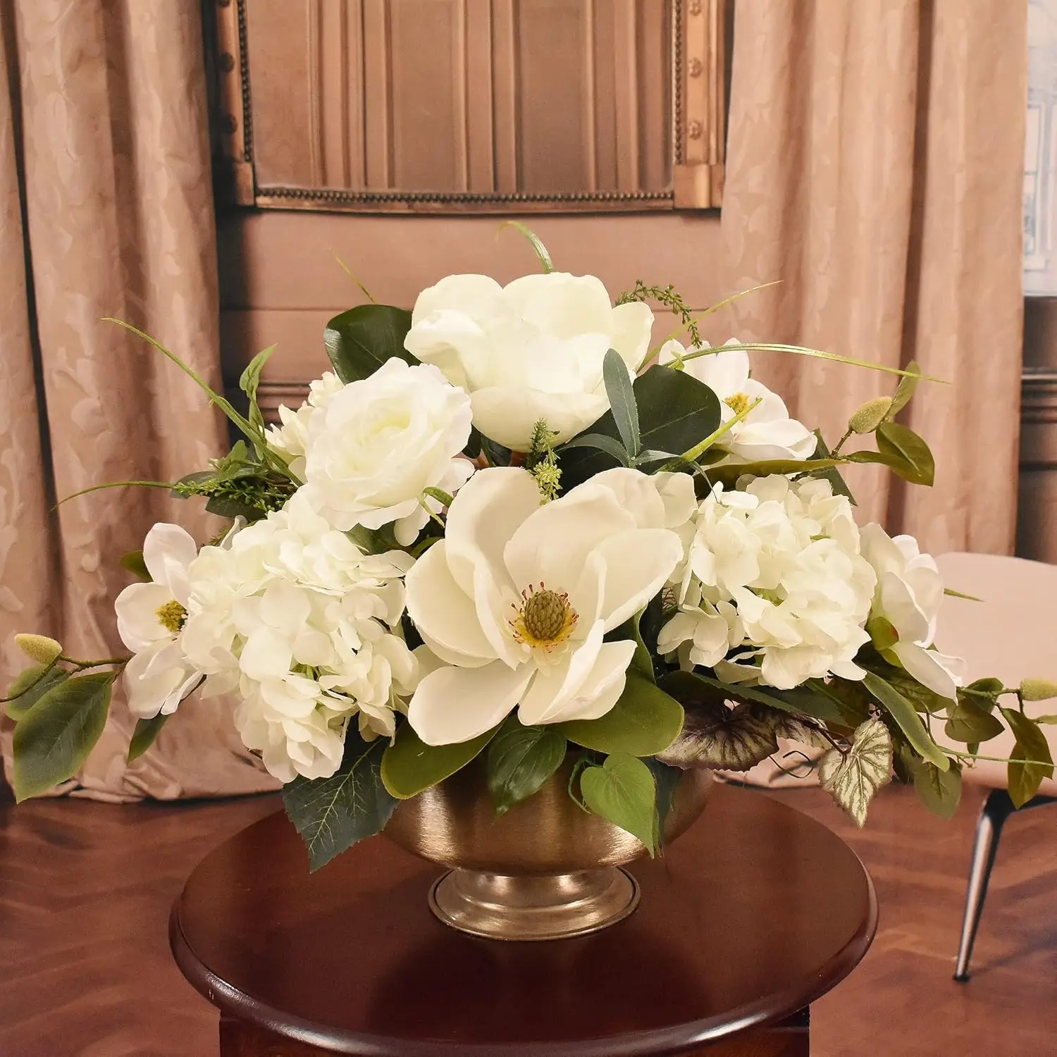 

Magnolia Hydrangea and Rose Silk Flower Arrangement