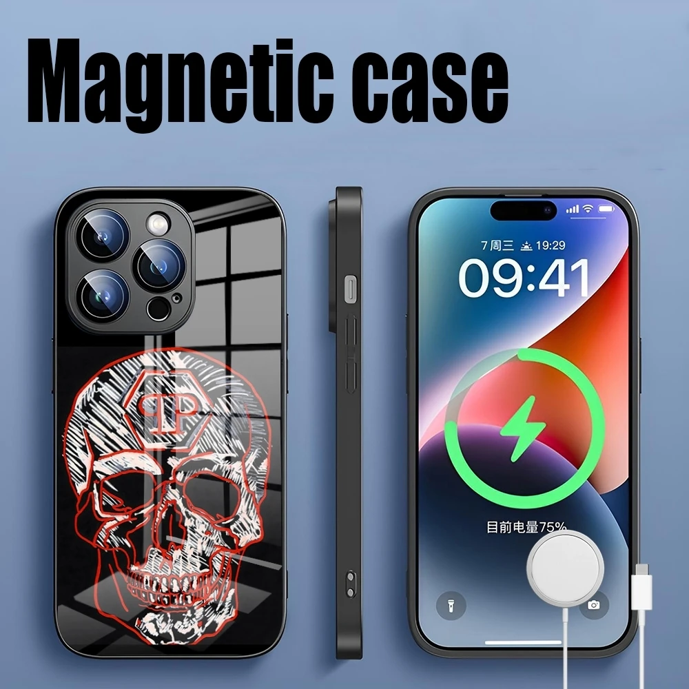 Q-qp P-Philipp Pleins Phone Case Magnetic Case For Iphone 15 13 Anti-scratch 12 14 11 Pro Max Mini X Xr Xs 8 7 Puls 6 Macsafe Gl