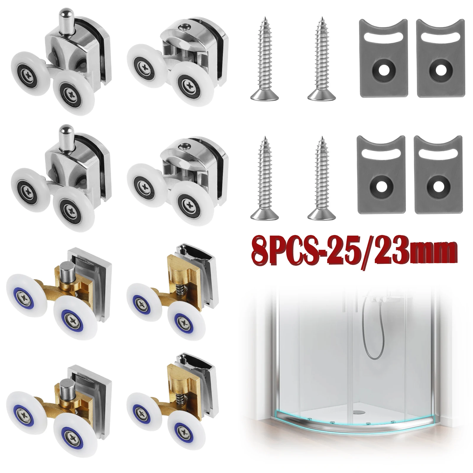 

8 шт., шкив для душевых кабин диаметром 25/23 мм