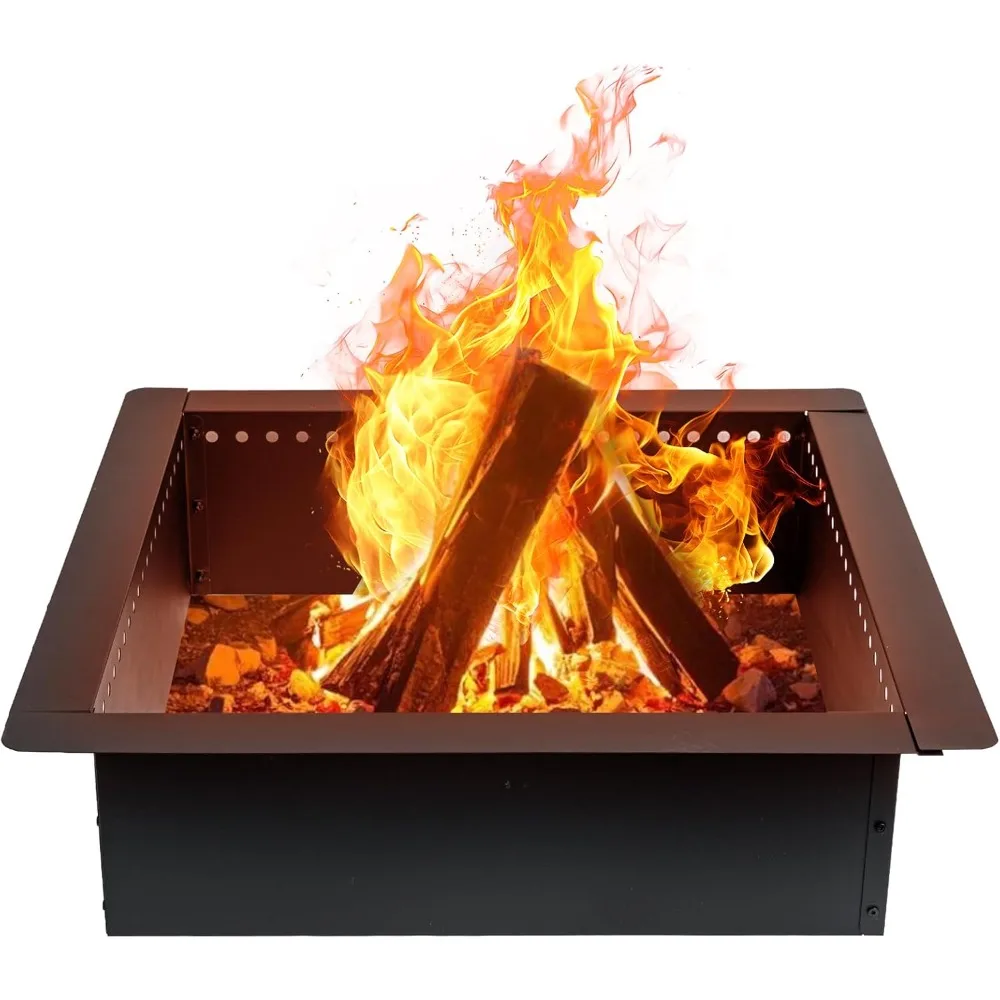 

42 inch Square Fire Pit Ring, Heavy Duty Firepit Ring, DIY Campfire Insert Above or In-Ground, for Outdoor, Camping,Customized
