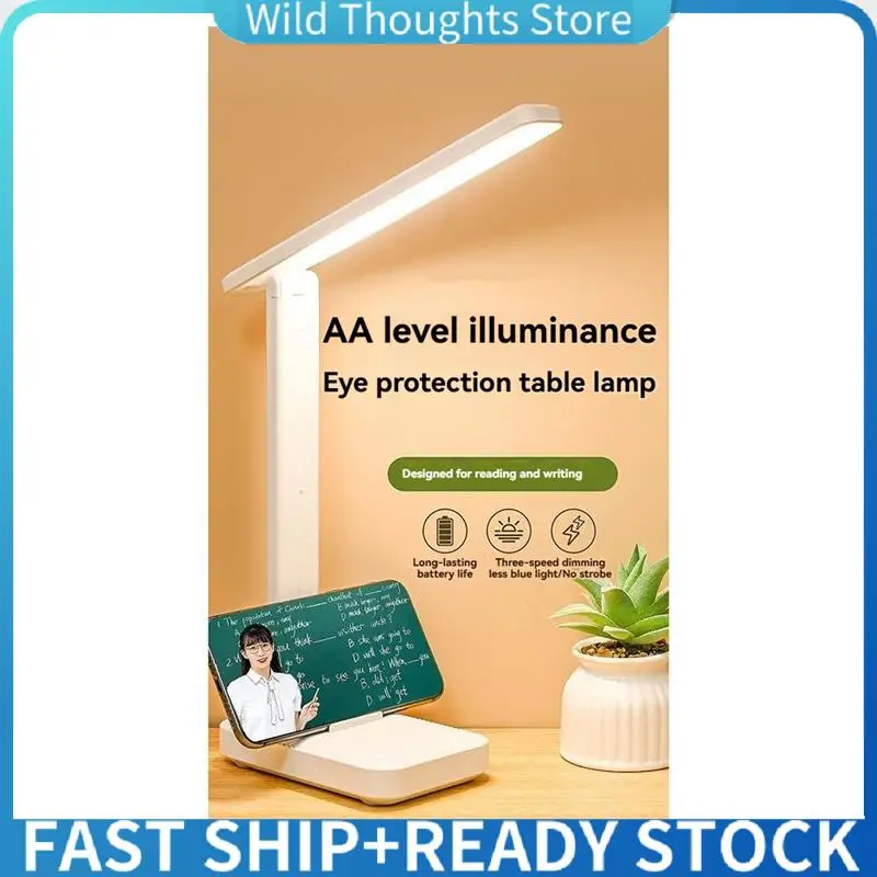 Three-Color Portable Small Desk Lamp Battery Operated Rechargeable Desk Light Touch Folding Desk Lamp A-[Qahk]
