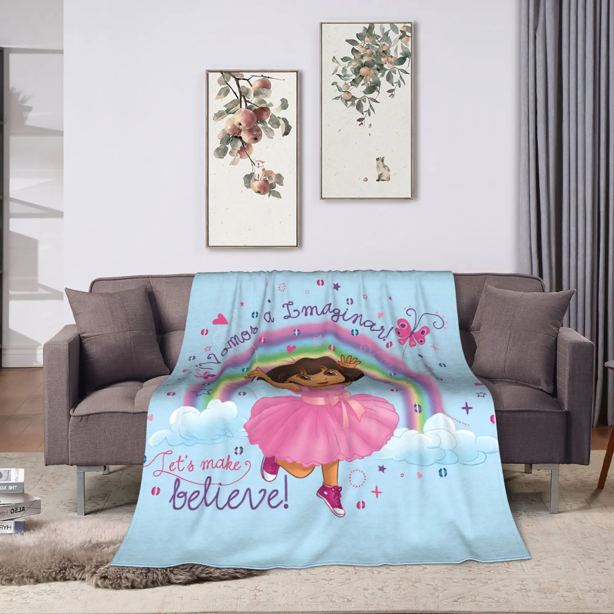 Warm BlanketChild Decorative Cartoon D-Dora The E-Explorer Adventure Throw Blanket For Outdoor Comfortable Sofa Bed Cover