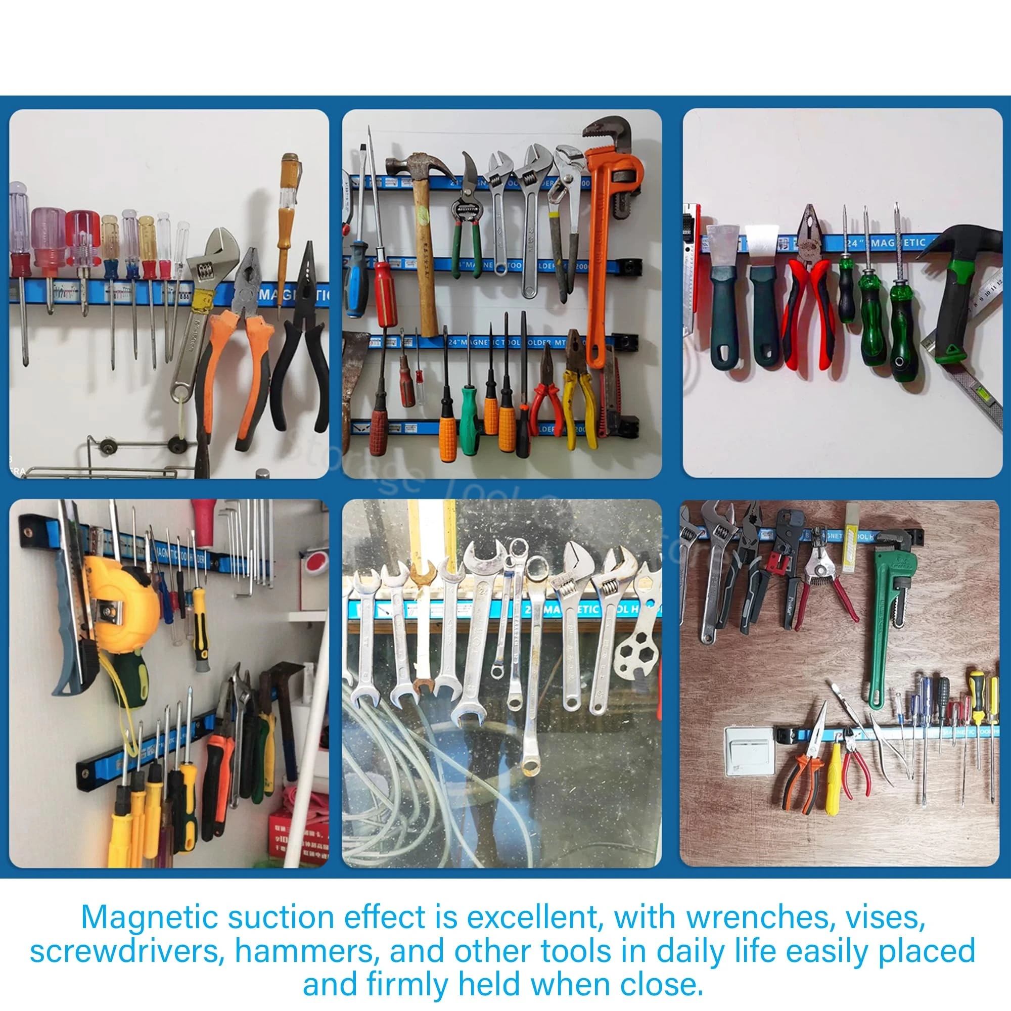 Magnetic Tool Holder Heavy Duty Tool Bar Long Strip Rack Garage Workshops Hardware Tool Storage Cabinet Warehouse Rack Factory