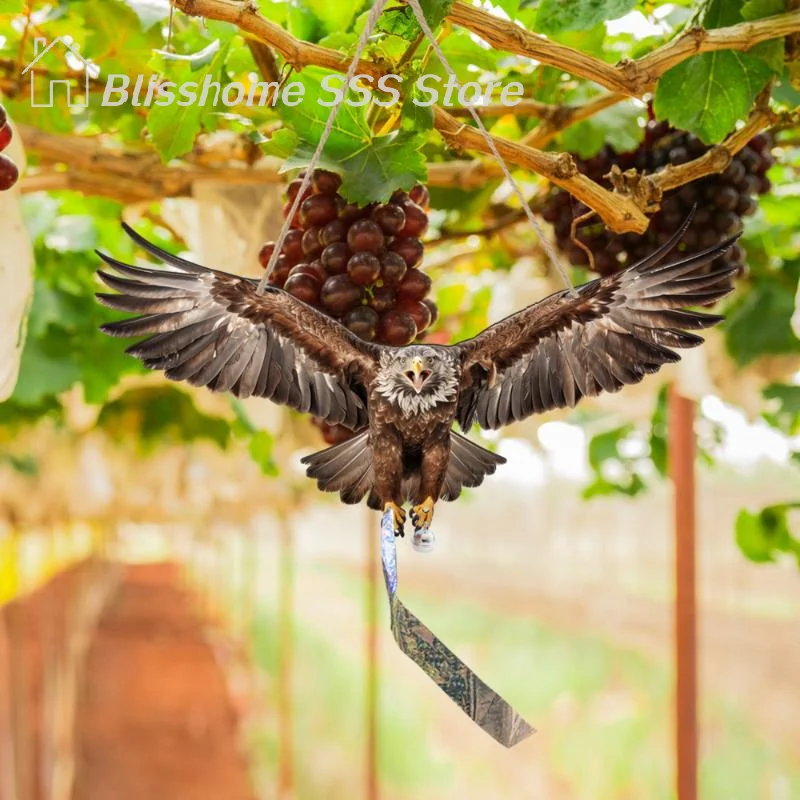 【S】Waterproof Bird Scarer Simulation Owl Bird Repellent Pest Control Artificial Scarecrow With Reflective