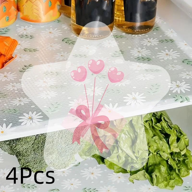 4Pcs Kitchen Cabinet Liners EVA Shelf Drawer Mat Non-Adhesive Waterproof Anti-Slip Anti-Dust Fridge Table Mat For Home Use