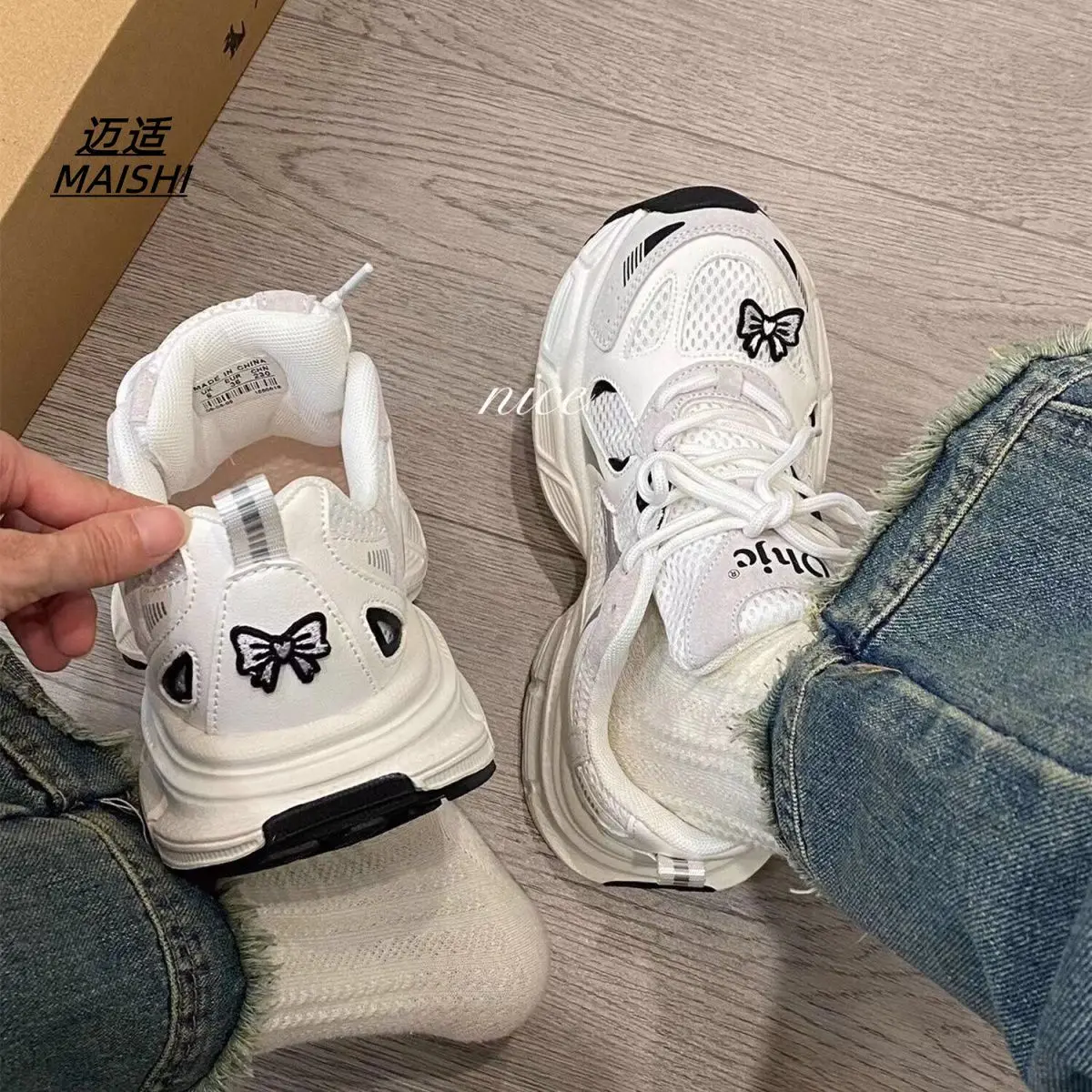 Bow Knot Kawaii Shoes Spring Summer Platform Sneakers Women Flats Casual Cute Vintage Tennis Female Korean Footwear