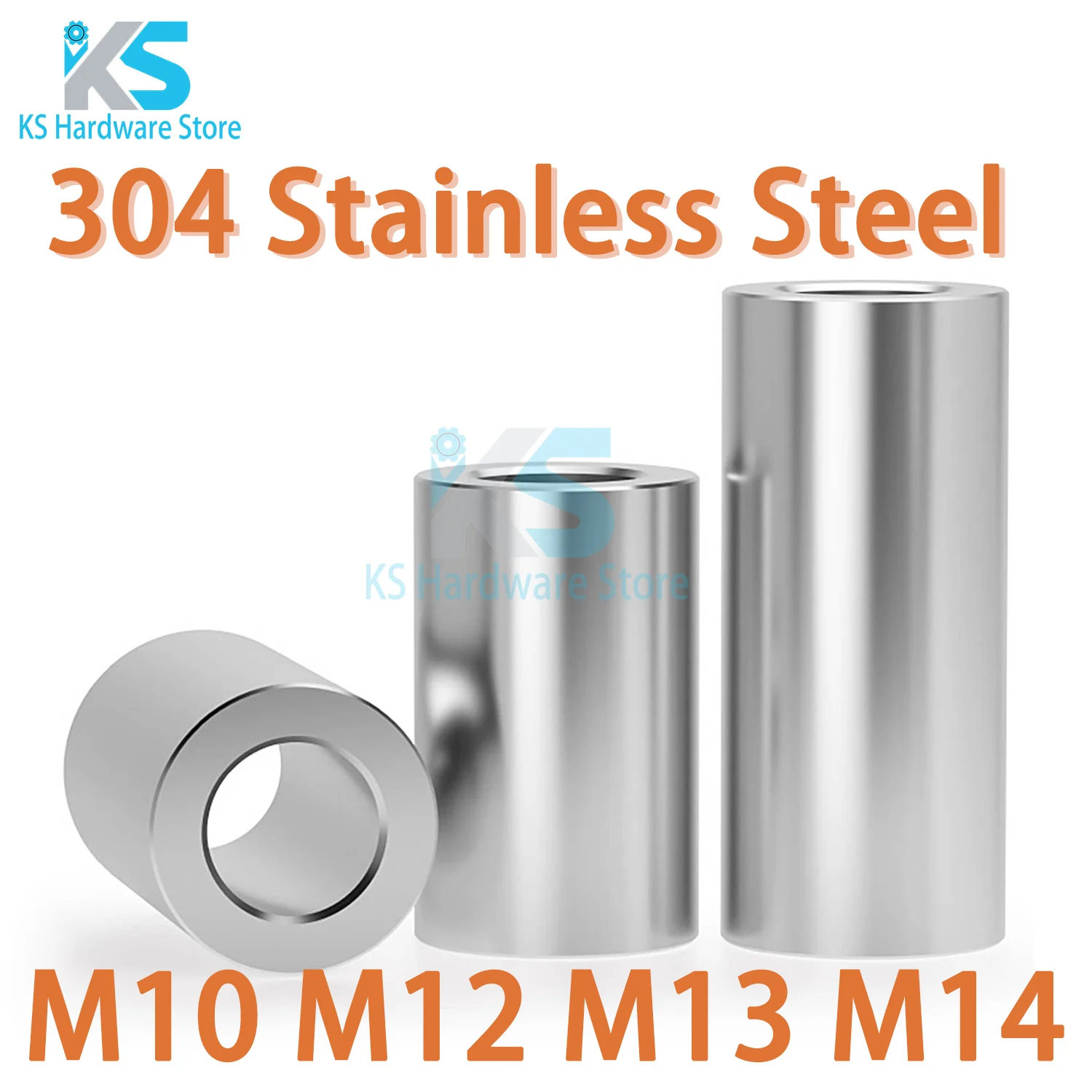 304 Stainless Steel Bushing Washer Gasket Unthreaded Round Hollow Standoff Spacer Sleeve OD 12-30mm M10 M12 M13 M14