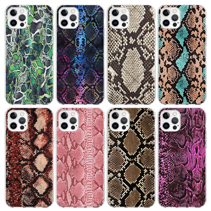 Pink Snake Skin Printing Drawing Phone Case for Apple iPhone 16 15 14 Plus 13 12 Mini 11 Pro Max X XR XS 7 + 7G 8G SE 2020 Soft