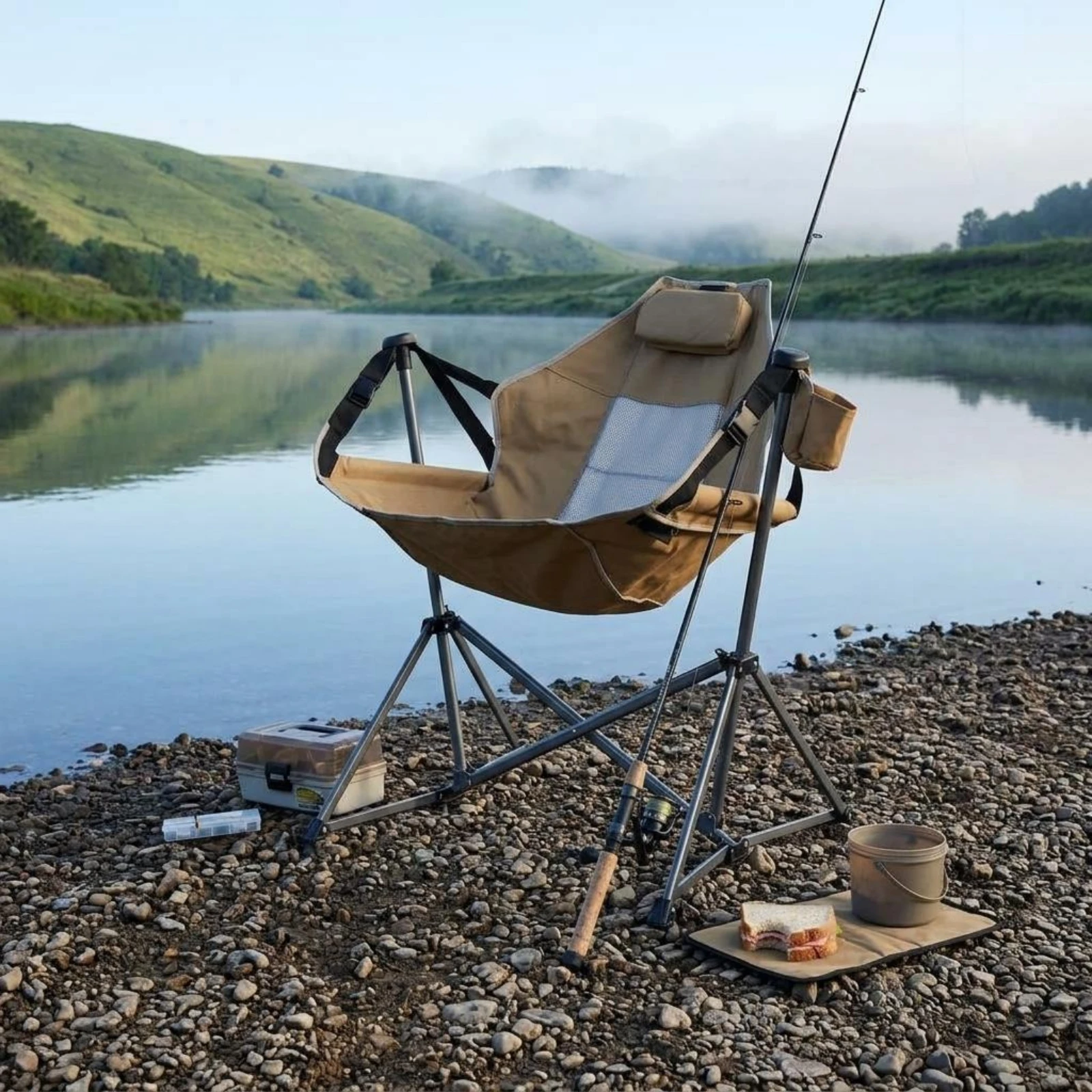 

Folding Moon Chair Foldable Rocking Camping Chair Outdoor Seating Water-Resistant Oversized for Patio, Picnic
