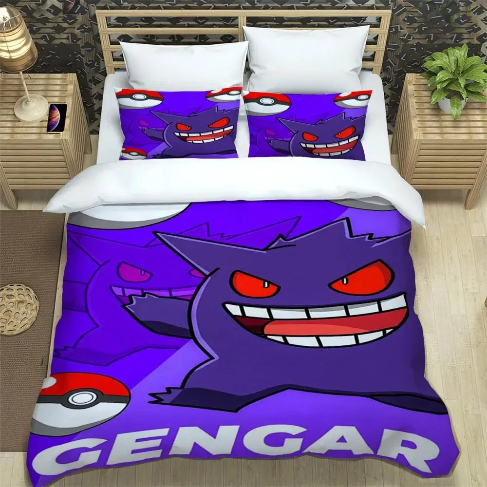 Cartoon Anime Gengar Bedding Sets Bed Cover Comforter Duvet Cover Pillow Case 2-3 Pieces Sets Kids Adult Bedroom Decoration