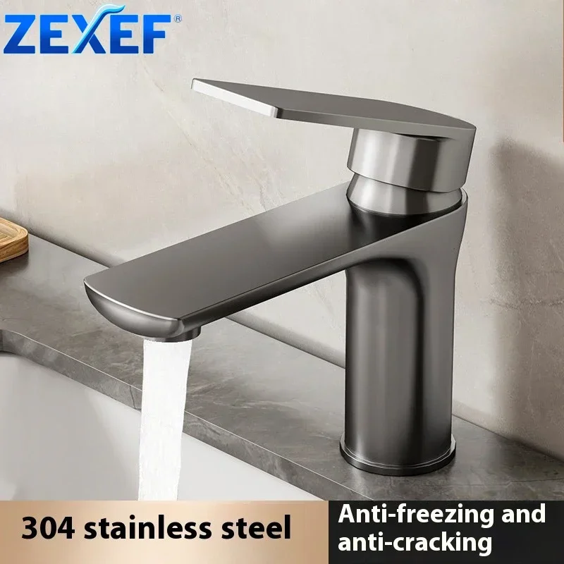 Home  Bathroom Wash Basin Faucet With Gray Stainless Steel Sink Water Hot And Cold Gun Home Kitchen Bidet Cabinet Mixer