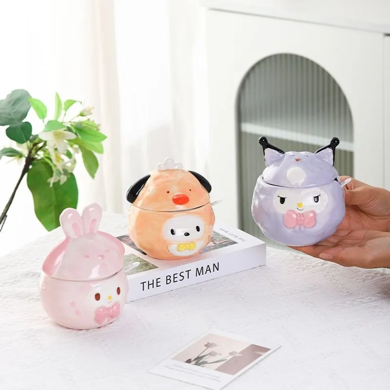 

Lovely Sanrio My Melody PomPomPurin Kawaii Anime Ceramic Rice Bowl Cute Kuromi Home Creative Tableware Gifts for Girls