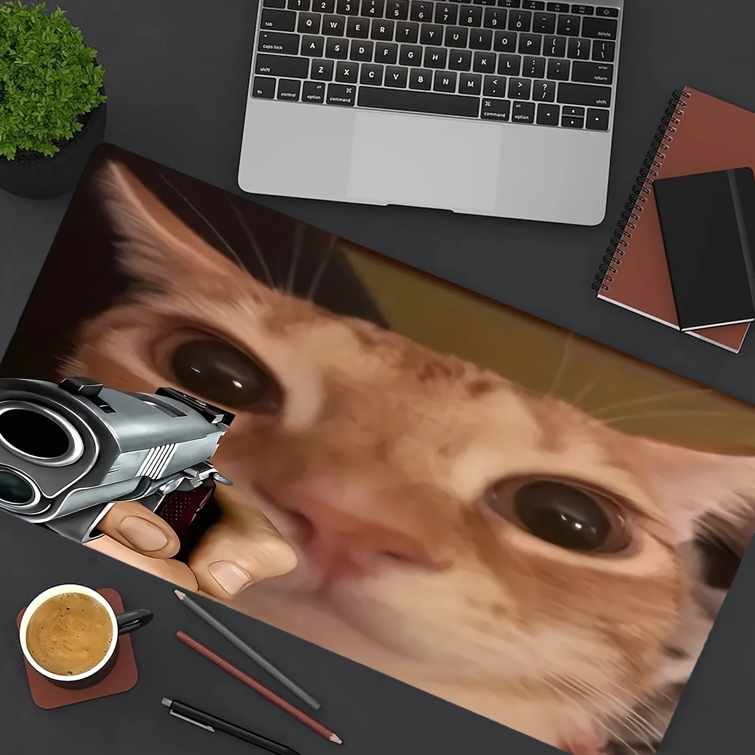 Mauspad mit genähter, rutschfester Gummiunterseite, Schreibtischunterlage für Tastatur, niedliches Katzen-Design, großes Gaming-Mauspad