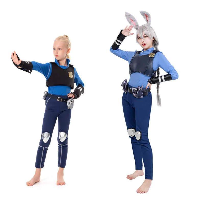 Adult Kids Children 2022 Judy Cosplay Costume Policeee Uniform Hoodie Outfits Halloween Carnival Suit For Girls Boys