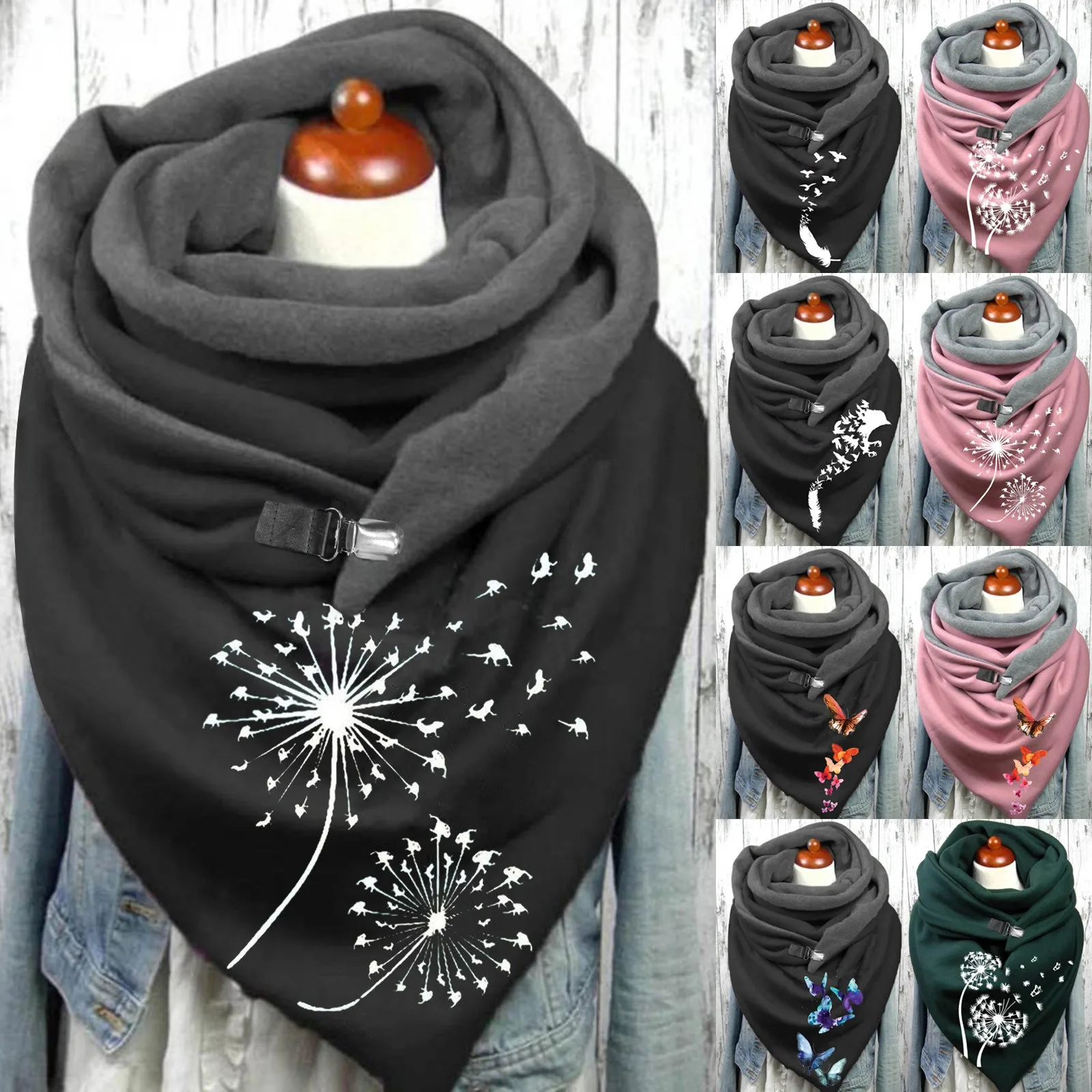 Winter Scarves For Ladies Scarf Women Luxury Unique Printing Button Soft Wrap Casual Warm Scarves Shawls Neckerchief Шарфы