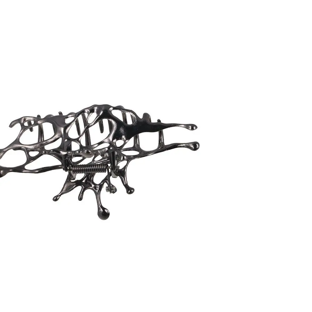 Elegamt Alloy Geometric Claw Clips Y2k Hair Claw Silver Hair Crab Clip Geometry Ponytail Holder Party