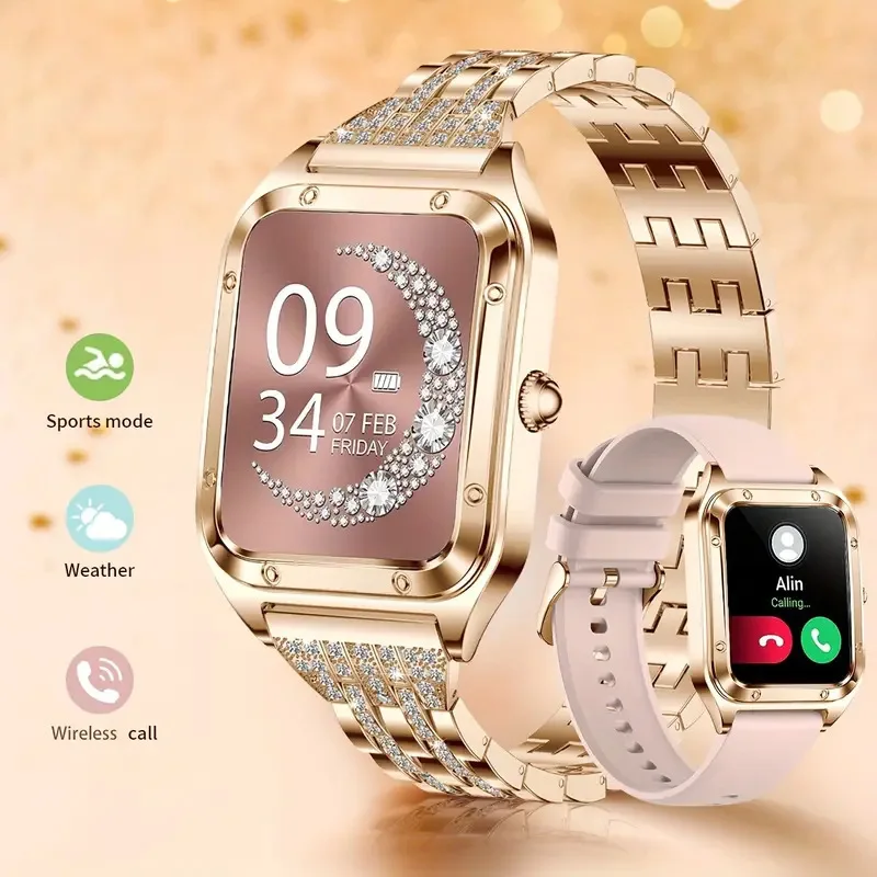 

New Fashion Smart Watch Ladies Bluetooth Call Blood Pressure Sports Bracelet Waterproof DIY Custom Dial Smartwatch Women